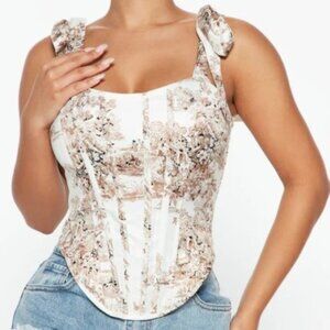 Bustier Top with Shoulder Ties and Zipper Back